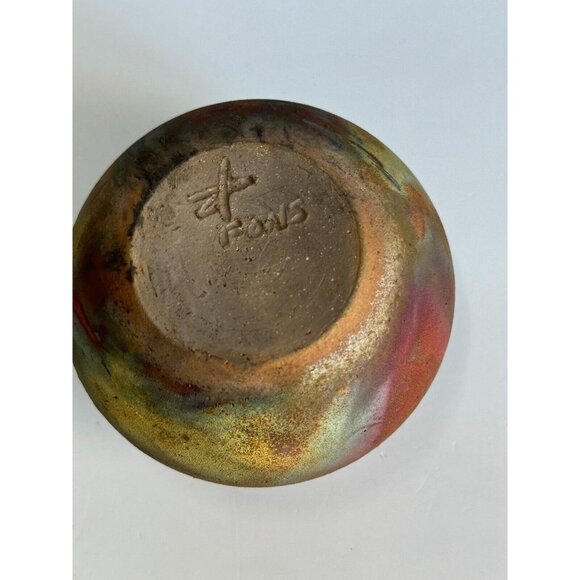 Vintage Raku Pottery Bowl Handcrafted in Japan Signed by Artist T Pons - Picture 2 of 7